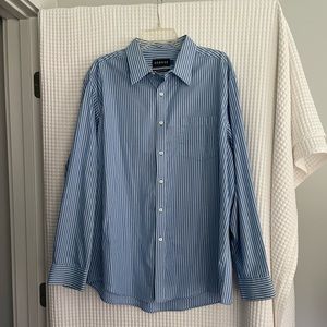 GEORGE Men’s Blue & white pinstriped dress shirt. Size XL.